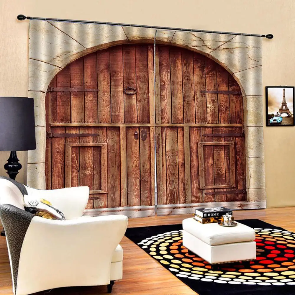 

European arch door curtains brown curtain For Living Room Bedroom Drapes Cortinas Customized size