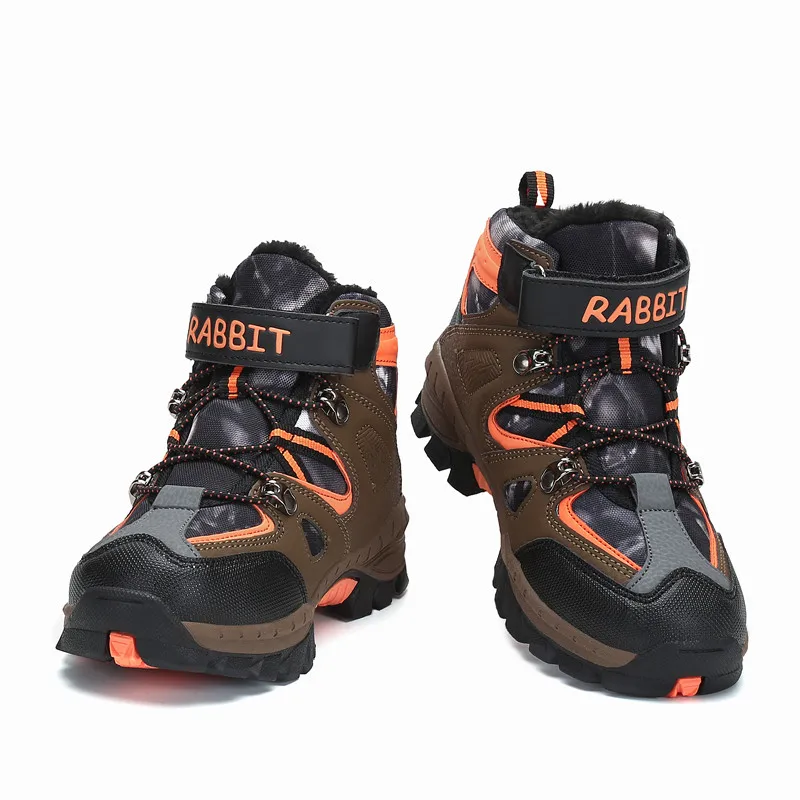 ULKNN Winter Shoes Kids Snow Boots Boys Boots Leather Ankle Boots Children Ankle Booties Outdoor Sneakers Flat Bota Motociclista