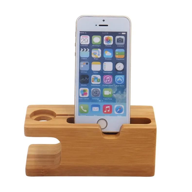 Деревянная зарядная док-станция для мобильного телефона держатель подставка бамбуковое зарядное устройство подставка база для Apple Watch и для iphone