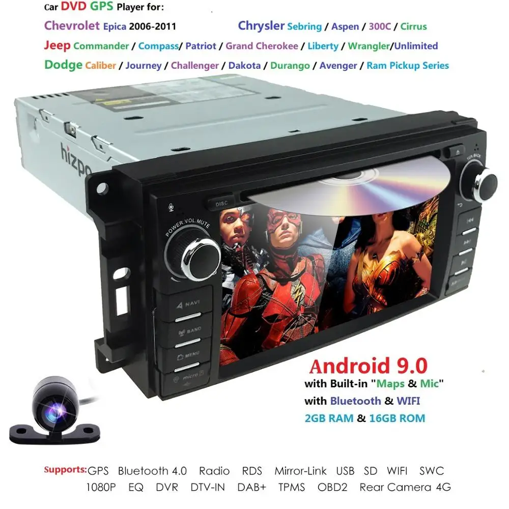 Cheap 2G RAM 16G ROM Android 9.0 Car Stereo CD DVD Player for JEEP 1 DIN Car Radio 6.2