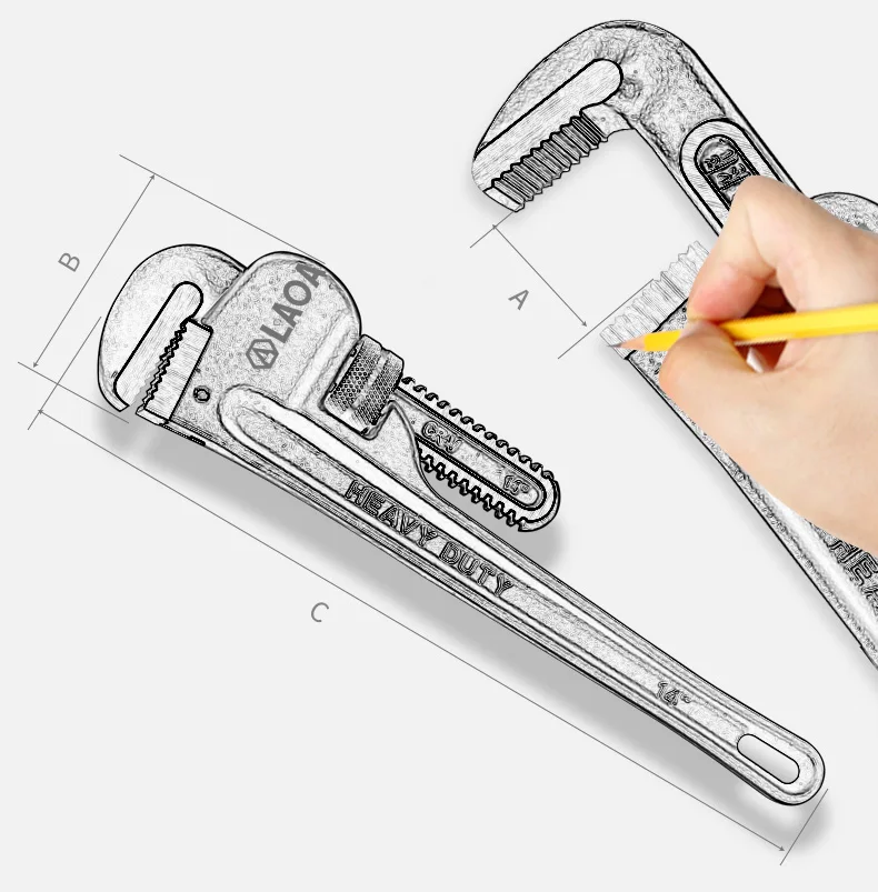 LAOA трубный ключ сверхмощный 8 дюймов 10 дюймов 14 дюймов 18 дюймов Сантехнический ключ CR-V сталь антикоррозийный ручной инструмент