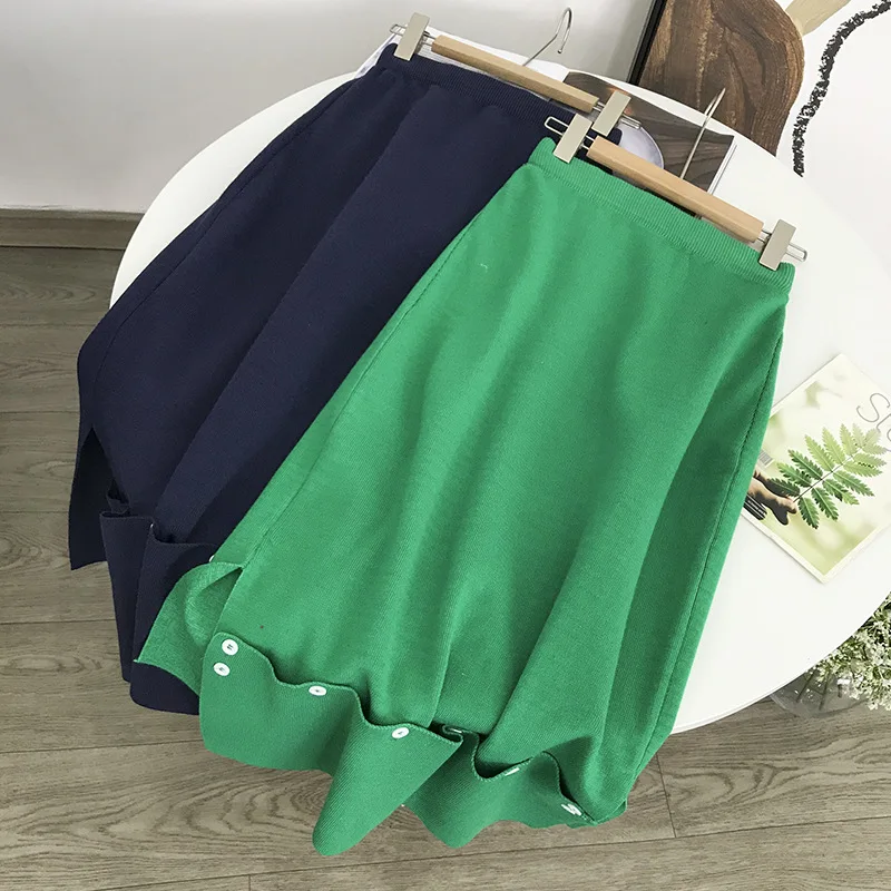 

Special Offer WOMEN'S Dress Processing Autumn Versatile Elegant High-waisted Knitted Skirt Solid Color Women's 8.29