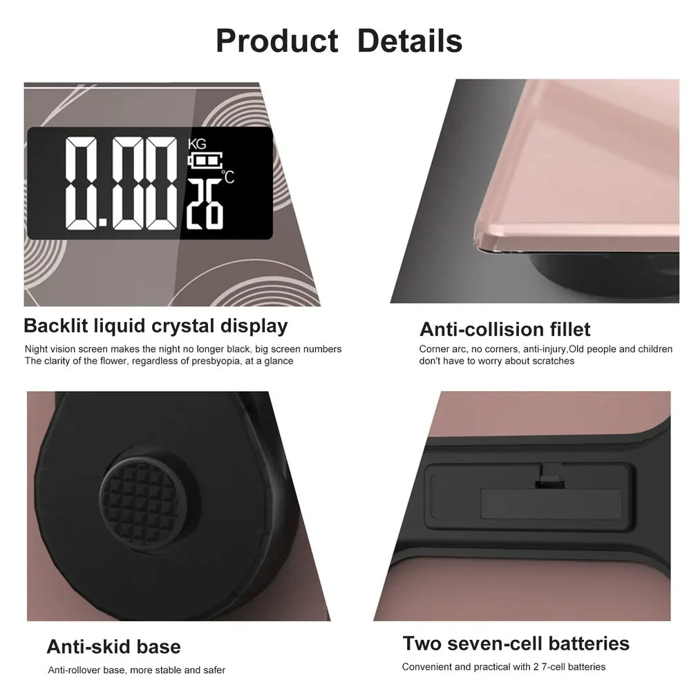 Бытовые электронные весы с большим экраном для ванной USB зарядка ЖК цифровой