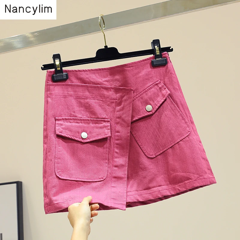 

Irregular Rose Red Skirt Women 2019 Summer New Fashion Slim High Waist Skirt Girls Student Short Skirts Nancylim Femme
