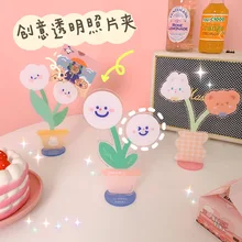 

Kawaii Acrylic Memo Clip Cartoon Desktop Creative Vertical Photo Clip Ins Message Clip Home Decoration Desktop Organizer