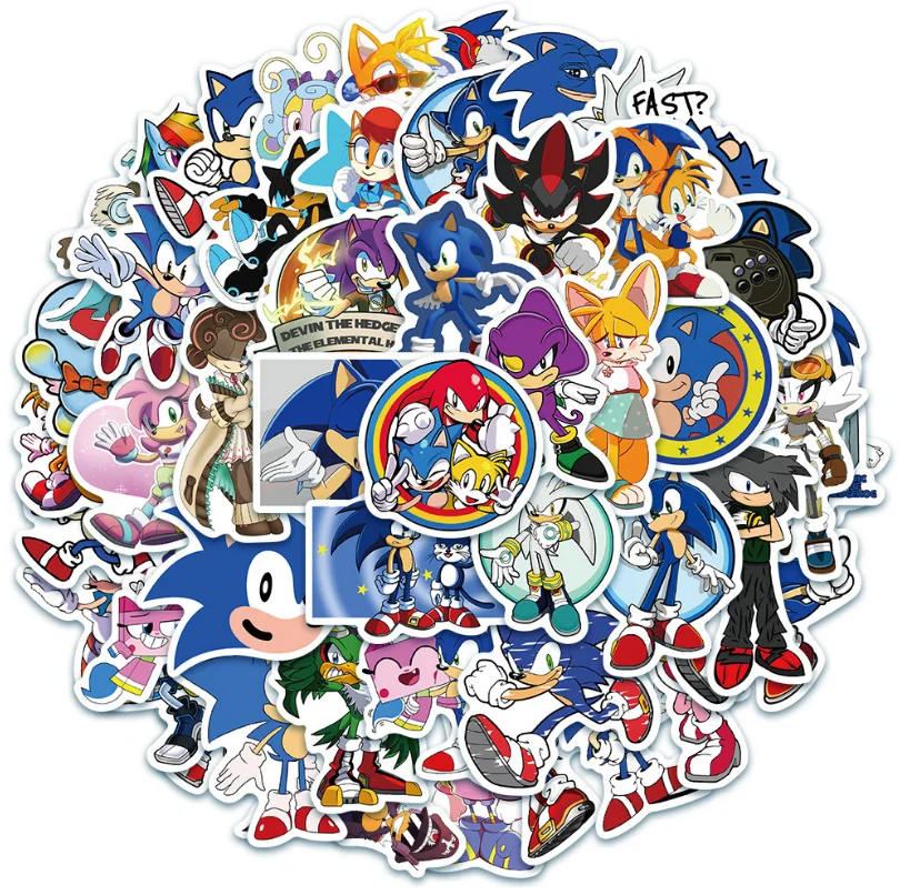 Суперзвуковая игрушка-наклейка 50 шт./компл. SONIC с кольцом/Изумрудным тенем