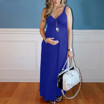 

Women Maternity Dress Sleeveless Pregnancy Solid Dresses Soft Comfort Casual Clothing Summer Ladies Long Dress