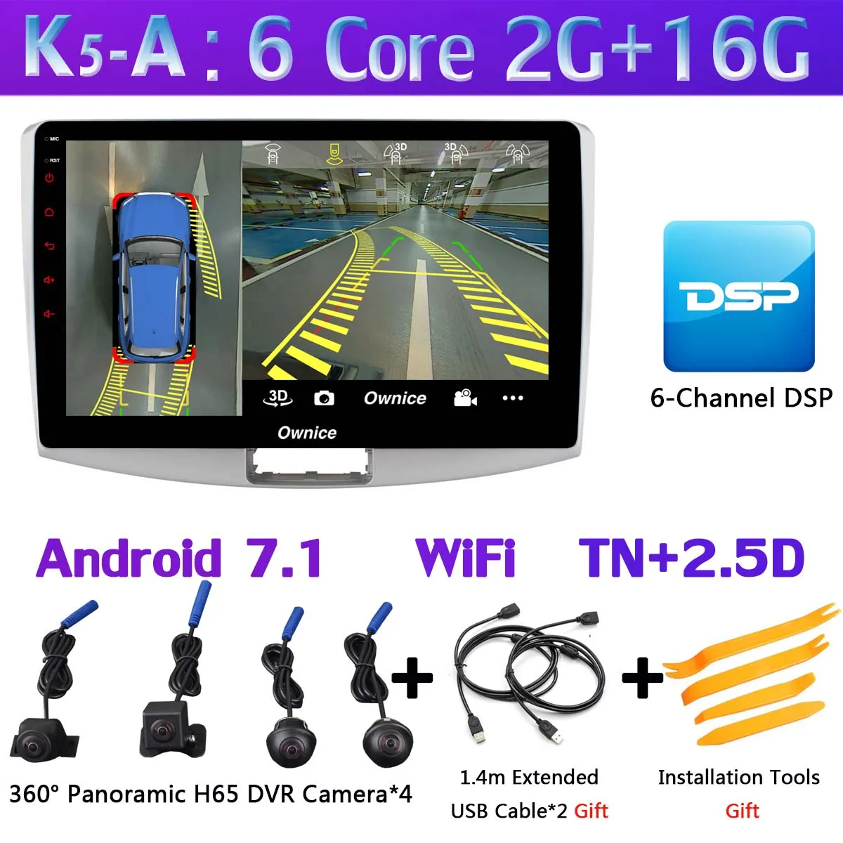 360 ° камера 4G WiFi Android 9,0 4G+ 64G DSP SPDIF CarPlay Автомобильный мультимедийный плеер для VW Passat B6 B7 Passat CC gps навигация радио - Цвет: K5-A