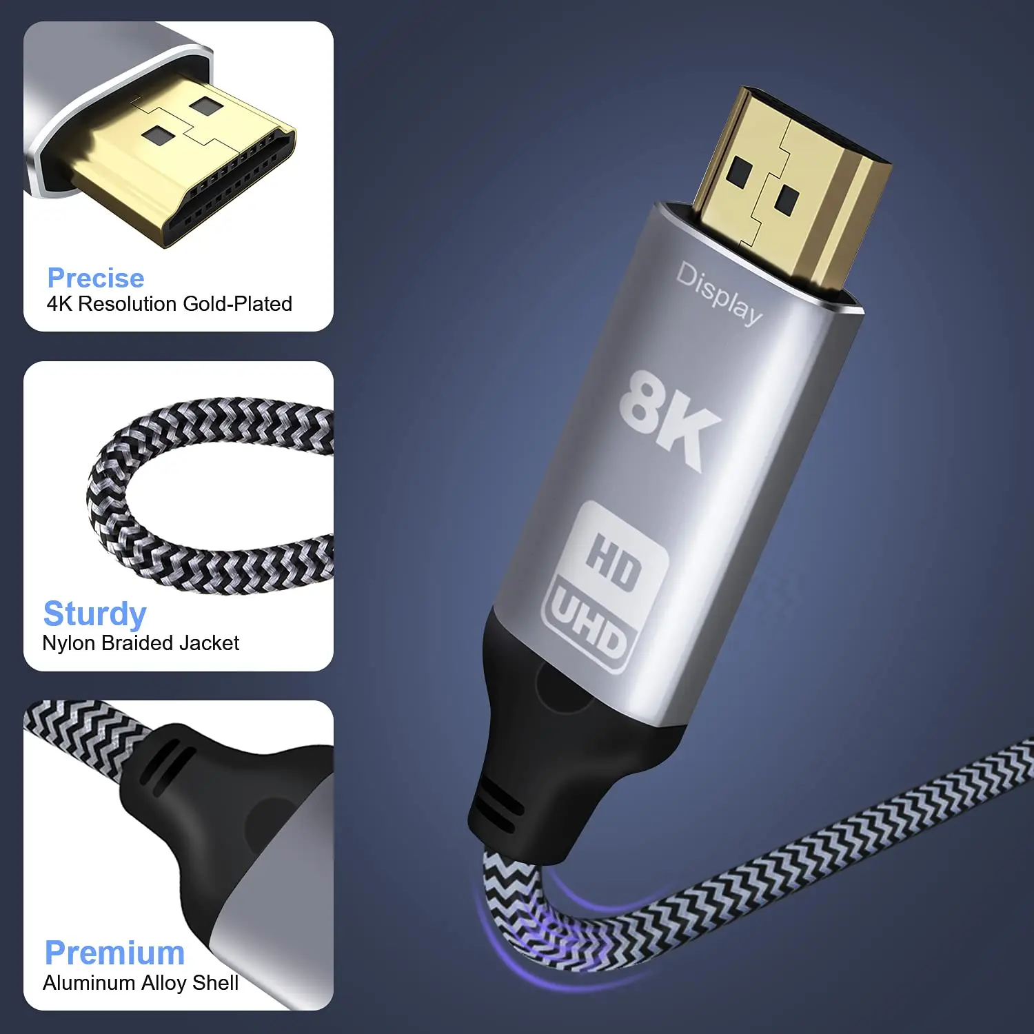 Conversor de Cabo 1.4 para Hdmi Cabledeconn Displayport 30hz 4k 120hz Direcional 1.8m 2.1 8k @ - Image 6