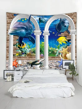 

Arch undersea digital printing tapestry background hanging cloth factory direct sales can be customized size