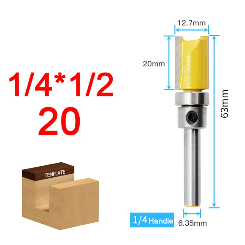 LAMEZIA 6.35mm Handle Profile Trimmer Woodworking Tool Router Bits For Wood Cutter Flat End Mills With Bearings
