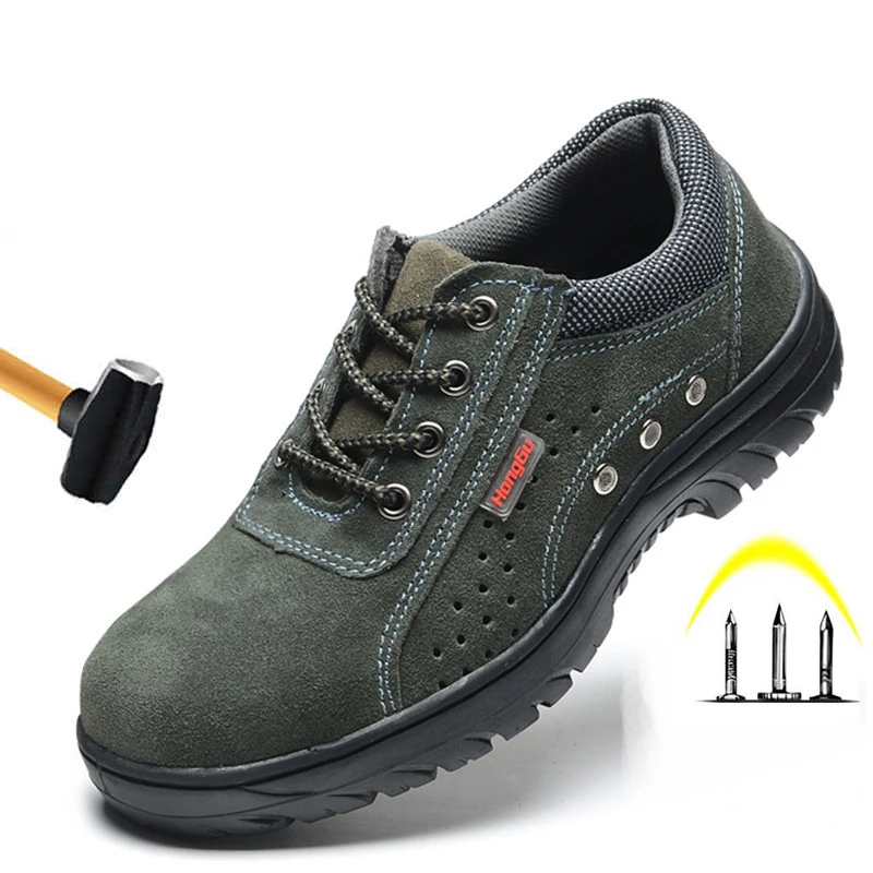 

New Men Shoes Steel Toe Shoes Work Safety Boot Breathable Slip On work boots Sneakers Shoes Anti-smashing Piercing Safety Shoes
