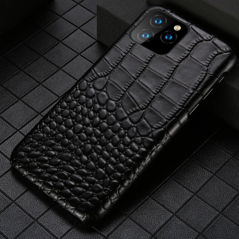 

Genuine leather Phone case for Apple iPhone 11 11 Pro 11 Pro Max X XS XSMax XR 7 8 plus 5 5s se 6 6S Plus crocodile grain luxury