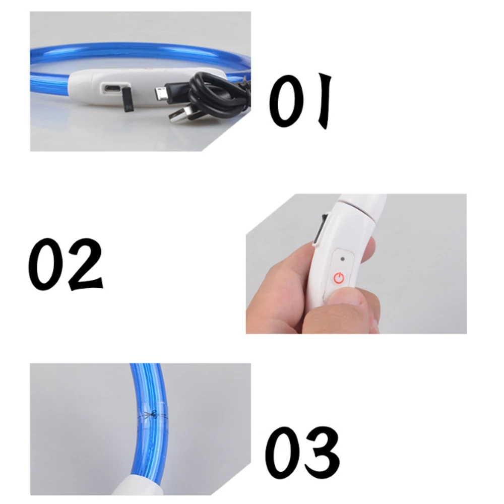 Светодиодный светящийся ошейник для собак, заряжаемый от USB, светящиеся ошейники для домашних животных, светящиеся ошейники для ночной зарядки, быстрая вспышка для щенков, больших собак