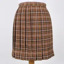 Японский Для женщин Высокая Талия каштановый клетчатая юбка JK форма плиссированная летняя юбка для девочек-подростков, для студентов, классные юбка элегантный дизайн