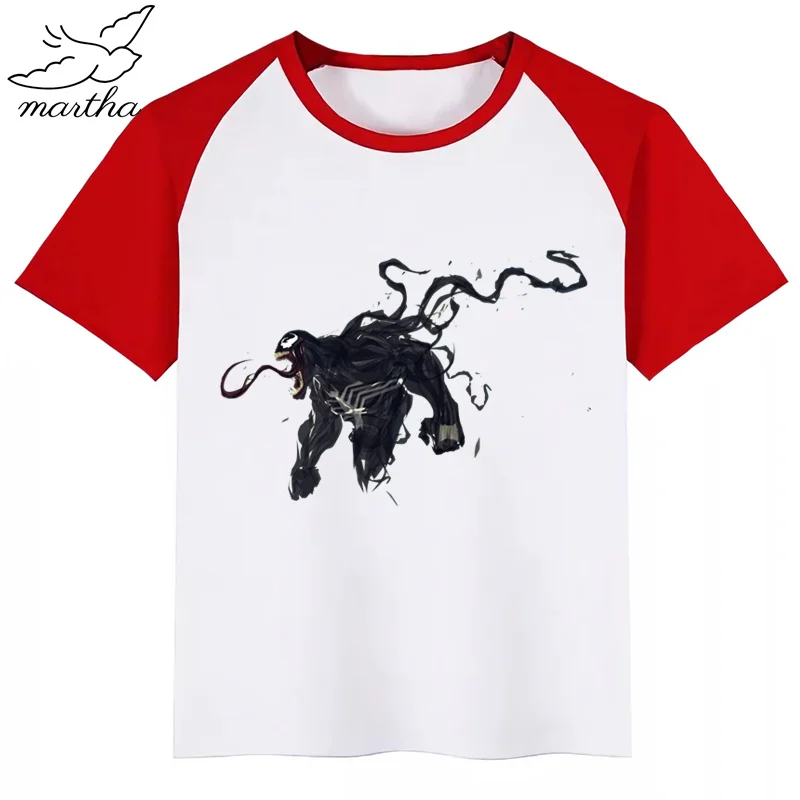 Venom Marvel/Новое поступление, футболка для девочек Футболка с забавным принтом Одежда для девочек-подростков белые футболки с круглым вырезом и короткими рукавами для мальчиков