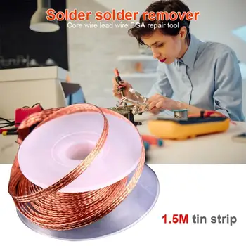 

1.5m Desolder Braid Solder Remover Wick Cable BGA Repair Tool Flux Wire Cord Accurate Design Ensures Maximum Surface Tension