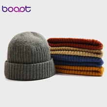 Женские одноцветные вязаные теплые мягкие трендовые шапки Простой корейский стиль Женская шерстяная Повседневная Кепка s Элегантная универсальная Шапка-бини с черепом
