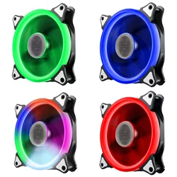 Ventilador LED de refrigeración para caja de ordenador, ventiladores de refrigerador de chasis de PC, 120mm, 4 pines, ventilador con cubierta para enfriadores de CPU, radiadores