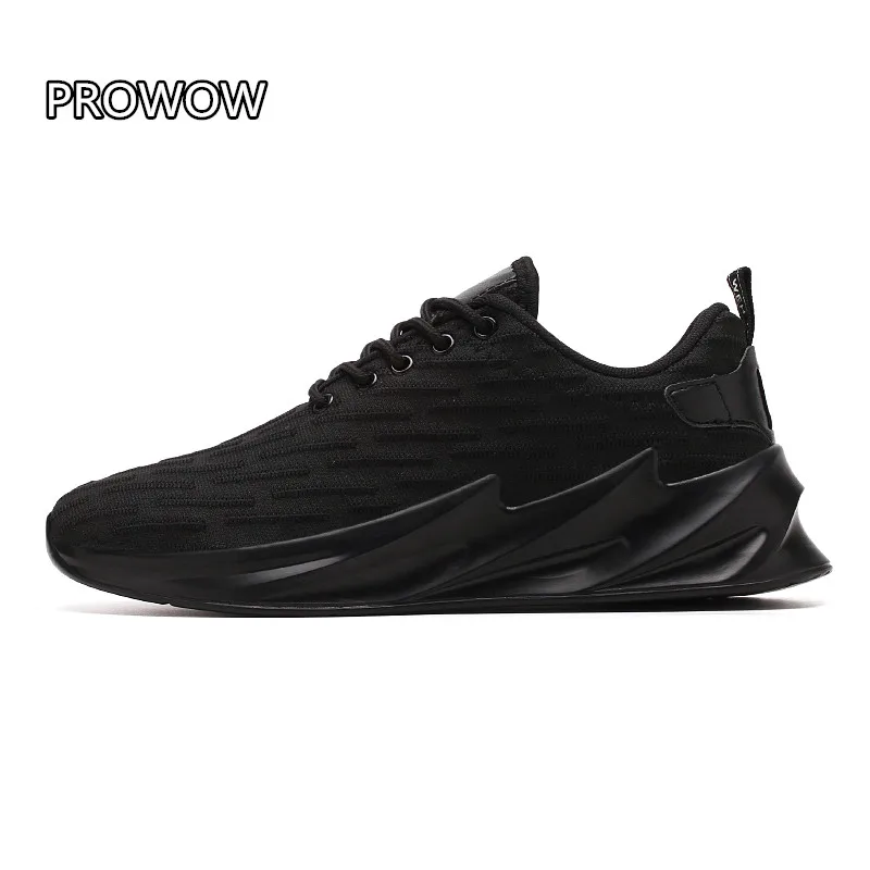 PROWOW/Очень популярная мужская повседневная обувь; удобные мужские кроссовки; спортивная обувь с амортизацией акулы; chaussure homme Zapatillas - Цвет: black C819