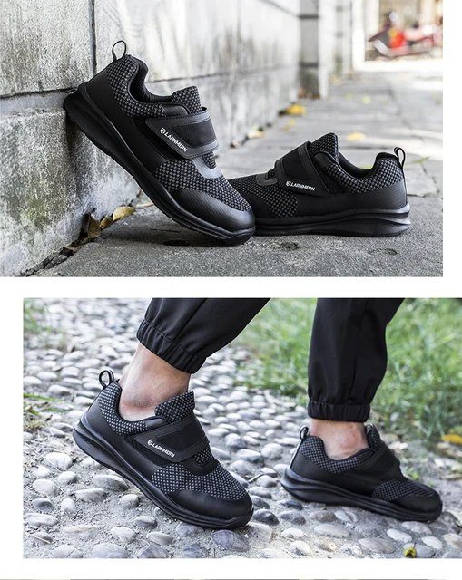 Larnmern – Chaussures De Sécurité Légères À Bout En Acier Pour Hommes,  Baskets De Travail À Enfiler, Construction Anti-écrasement Avec  Réfléchissant - Chaussures De Sécurité - AliExpress