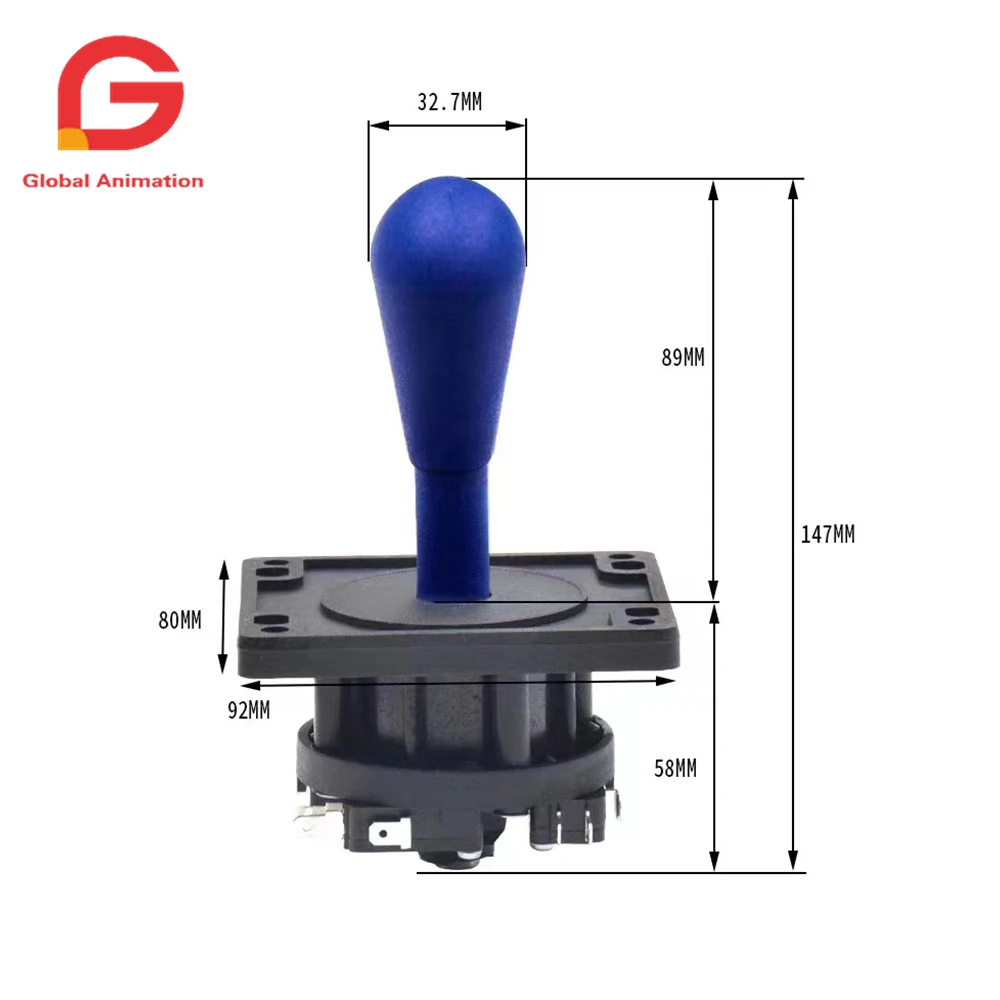 DIY Arcade HAPP Style Precision Joystick 2Pin Switchable 4/8 way Operation, With Multi color Elliptical Handle for Game Machine
