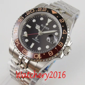 

40mm BLIGER Black Dial Sapphire Date GMT Luminous Automatic jubilee men's Watch