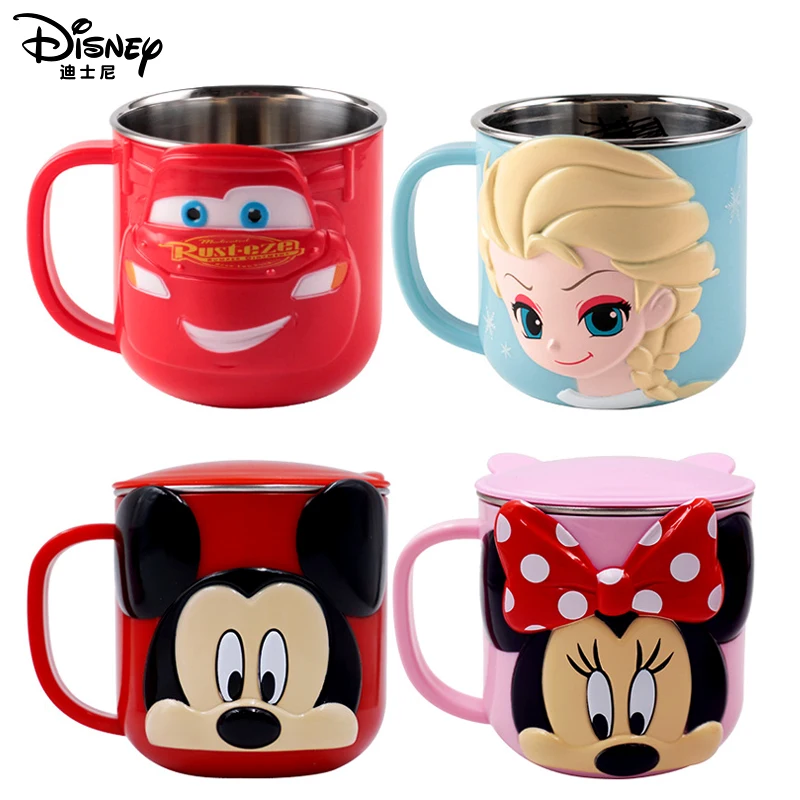 

Disney children's water cup anti-fall stainless steel water cup with lid children's drinking cup life self-care skills training