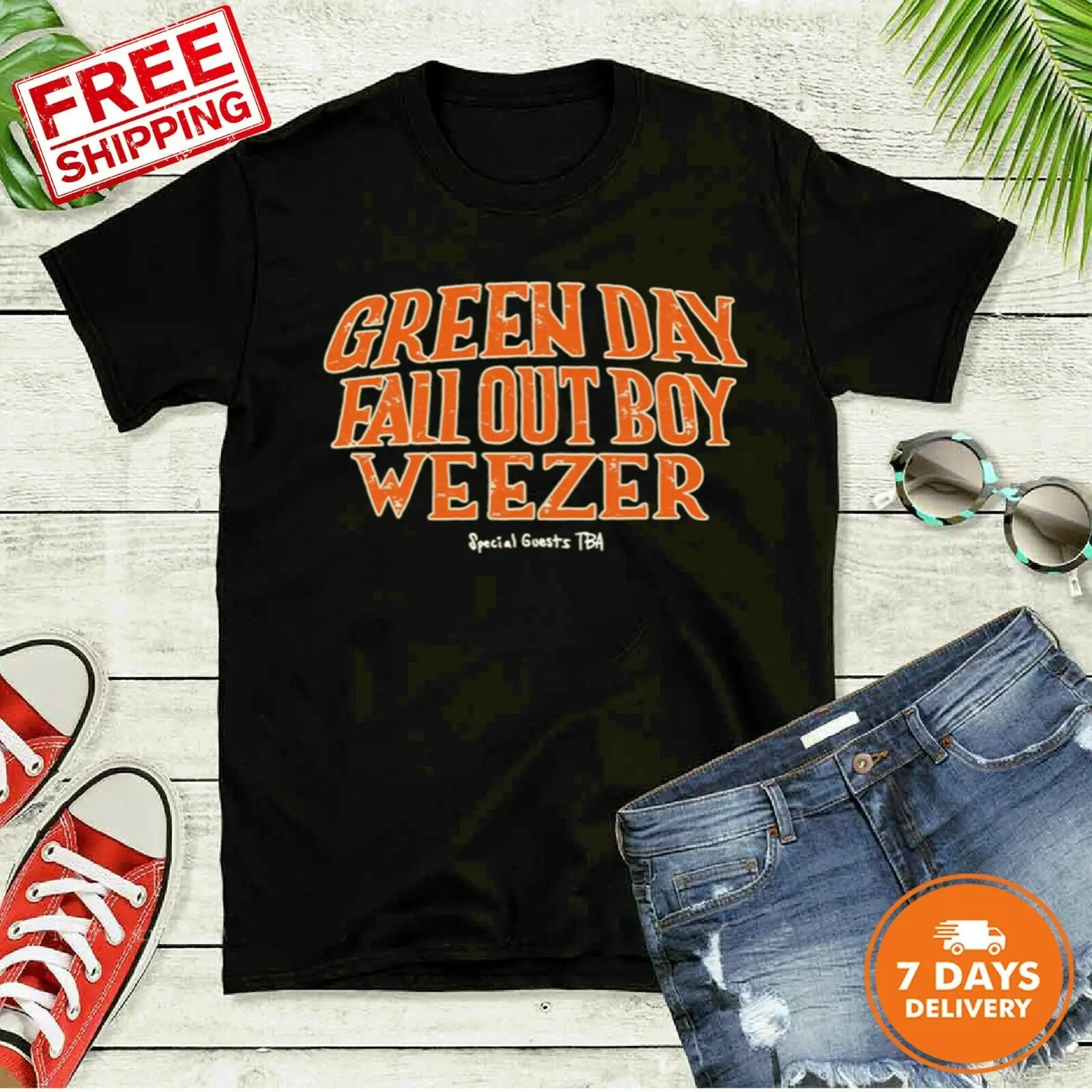 Зеленая футболка с надписью Fall Out Boy Weezer для летних туров Hella Mega коллекция 2020 года S