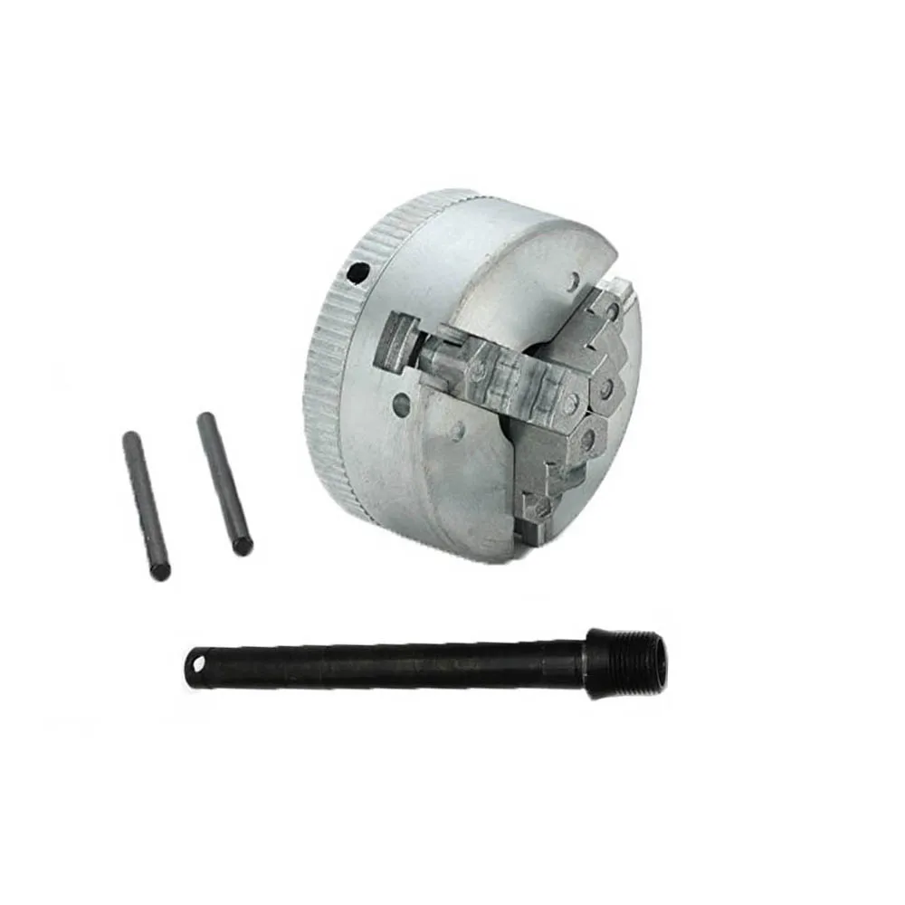 Three 3 Jaw Chuck 2" 45mm 1.8~56mm /12~65mm Z011 Clamping Two Lock Rods M12x1mm Threaded Back Connecting rod for Mini Lathe metal lathe wood lathe machine