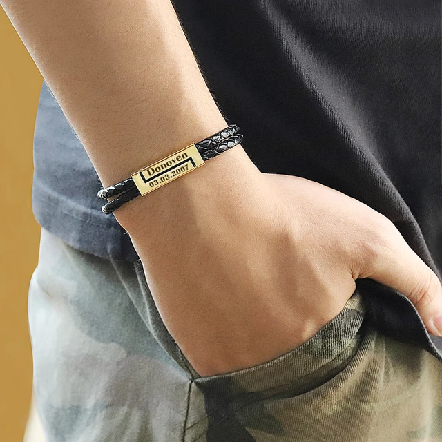 GROLetter-Bracelet Personnalisé en Acier Inoxydable avec Gravure de Nom  Jonc Personnalisé pour Homme Couples Femmes Garçons Bol Cadeau | Rakuten