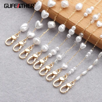 

GUFEATHER M836,jewelry accessories,eyeglass strap chain,18k gold plated,0.3 microns,hand made,plastic pearl,mask chain,74cm/pcs