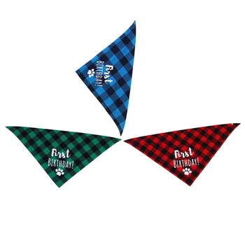 

Pet Saliva Towel Dog Angle Towel Three Colors Four Seasons Available Classic Lattice Pet Supplies Cloth Triangular Bandage