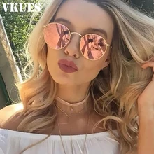 VKUES, классические круглые солнцезащитные очки для женщин, Ретро стиль, золотая, серебристая, черная металлическая оправа, унисекс, очки, мужские солнцезащитные очки для мужчин, Oculos Gafas