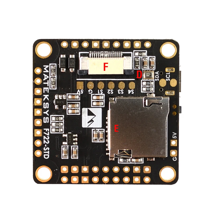 Matek Systems F722-STD F7 игровые джойстики Особенности STM32F722RE, ICM20602, BMP280, BFOSD, Blackbox слот карты Micro SD DShot ESC