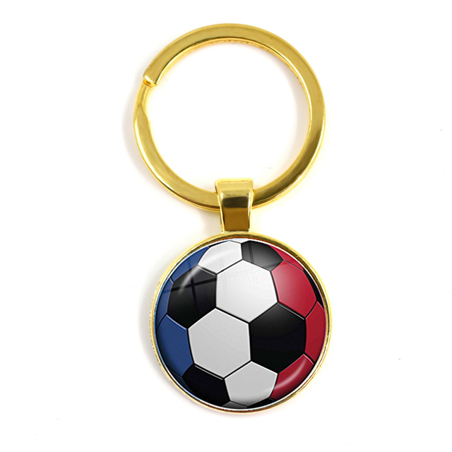 Football Team Emblem Keychain France Flag and Football Logo Key Ring Jewelry European Football Funs Cool Men Gift