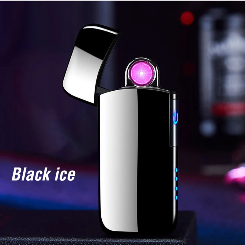 Black Ice Прядильная плазменная дуговая зажигалка, Мужская подарочная USB электрическая турбо-зажигалка, ветрозащитная электронная импульсная перезаряжаемая зажигалка - Цвет: Black Ice