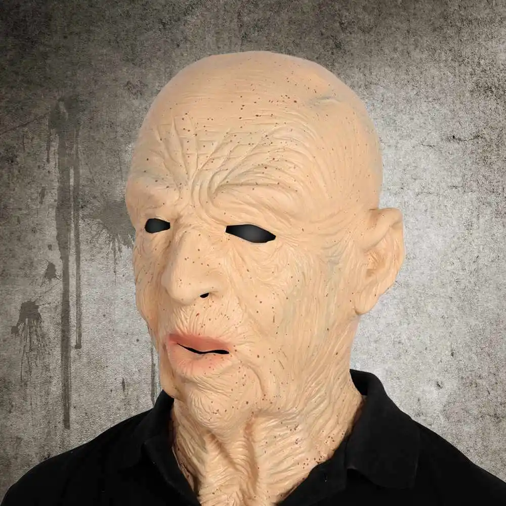 Masquerade Party Old Man Mask Costume Cosplay Latex Mascara Wrinkle Realistic Full Face Crease Crossdressing Props