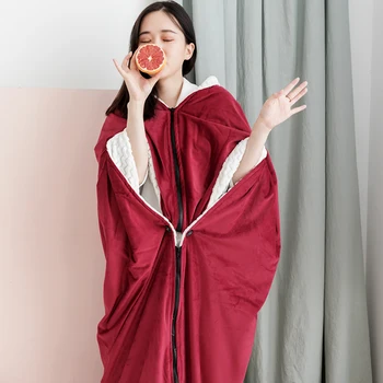 

Winter Beibei velvet Warm Throw Blanket Wearable solid color Two-sided Blanket High end embroidery Design Bed Blanket