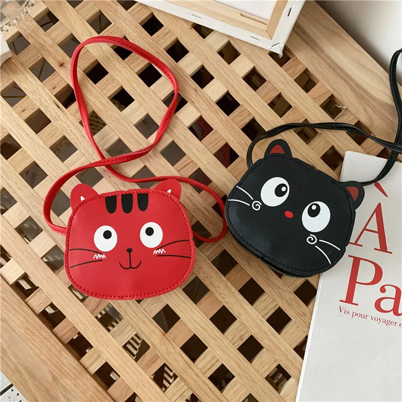 Monedero de piel sintética con diseño de gatos para niñas pequeñas, Mini bolso de hombro a la moda, cruzado, monedero