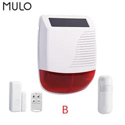 433MHz Wireless Outdoor Solar Strobe Siren Light Flash Waterproof Alarm Siren for Home Burglar Security WiFi Alarm System