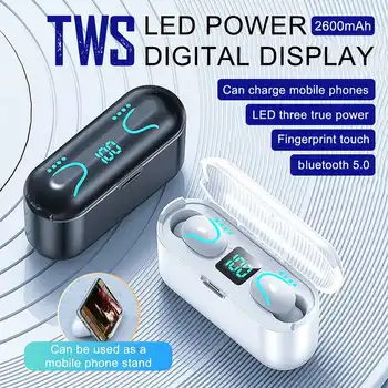 

TWS Bluetooth 5.0 Stereo Earphones 2600mAh Charging Box Wireless Headphone 3 LED Digital Screen Earbuds Headsets With Microphone