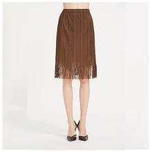 Новинка Miyake, летняя женская плиссированная юбка с высокой талией размера плюс, Повседневная плиссированная японская юбка с бахромой, 3033
