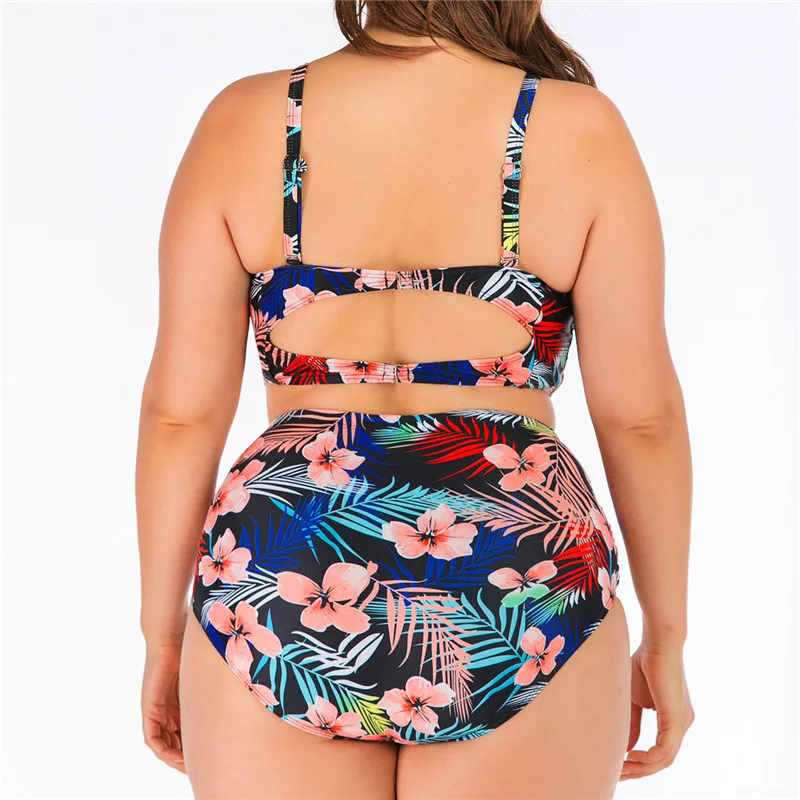 Bikini brésilien grande taille multicolore de dos
