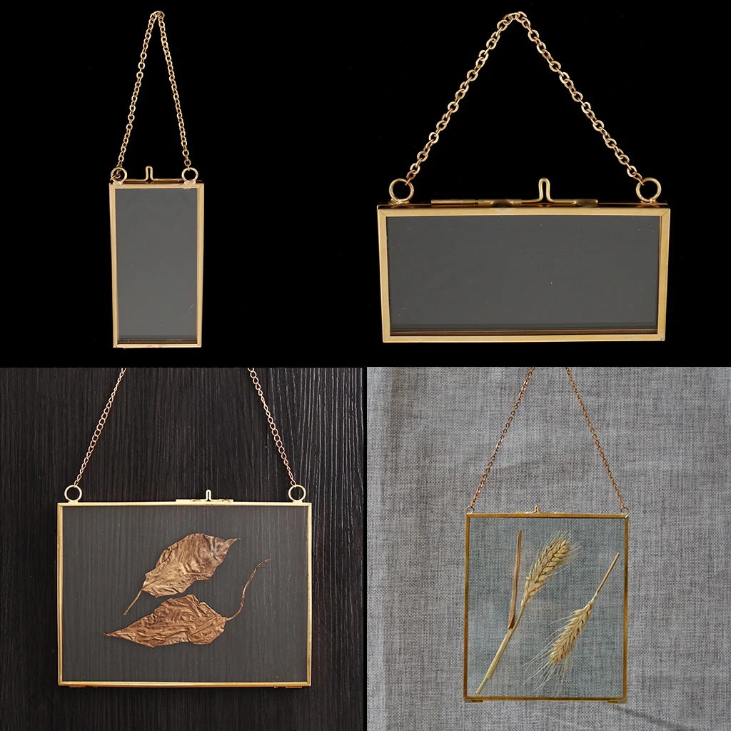2x Shabby Hanging Clear Glass Hanging Frame Herbarium Display Frames, Easy 2x Shabby Hanging Clear Glass Hanging Frame Herbarium Display Frames, Easy