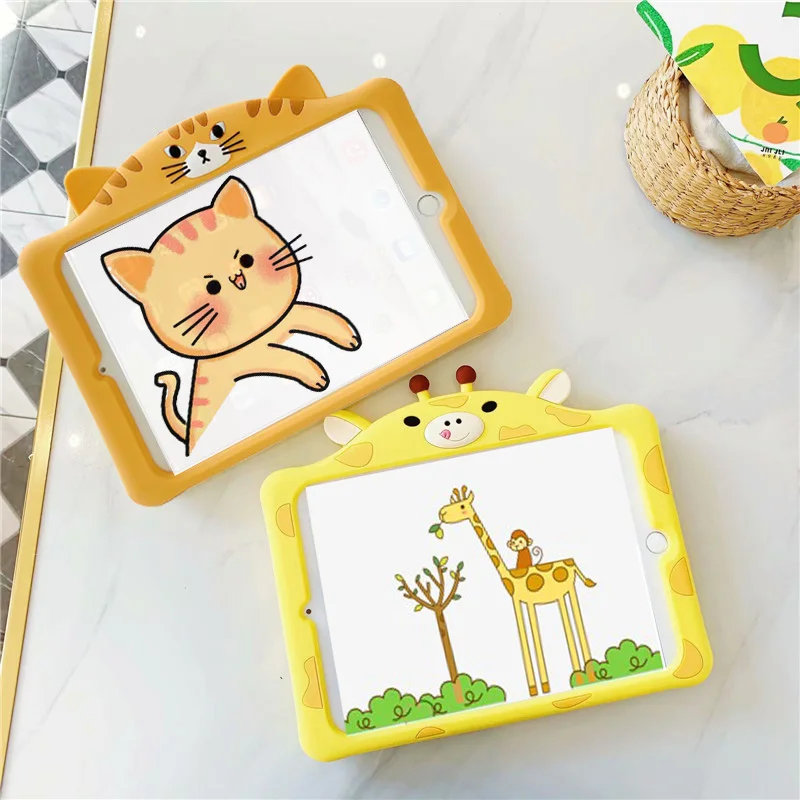 

Kids Cartoon Cover For9.7 2018 2017 Pro 9.7 10.5 11 Air 1 2 3 4 Gen iPad 7th 8th 10.2 5th 6th Tablet Case Silicone Stand Shell