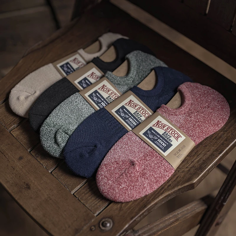 

NON STOCK Thick Low Cut Socks Colored Cotton Men Anti-Slid No Show Socks 1 Pair