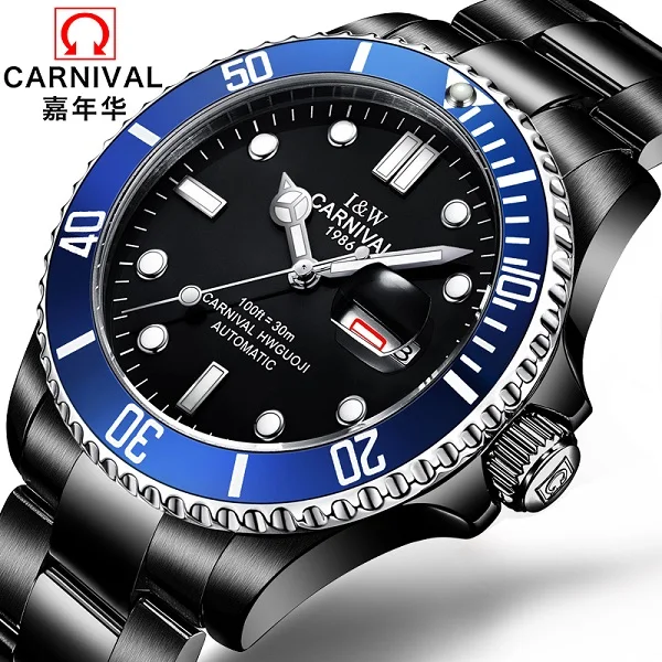 High end Sport watch Water Ghost Series CARNIVAL Swimming Automatic Watch Men Calendar Sapphire Luminous Mechanical watches men - Цвет: 7