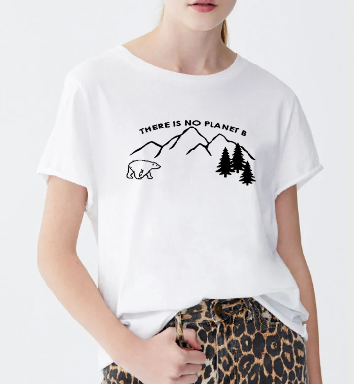 

There Is No Planet B Printed Short Sleeve T-shirt Women Summer Short Sleeve O-neck Cotton Tshirt Women Loose Tee Shirt Femme