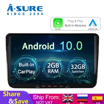 

A-Sure 2 Din Car Radio GPS Android 10 Autoradio 9" CarPlay Navigation For VW Golf 5/6 Passat B6 Polo Touran Skoda Octavia Seat